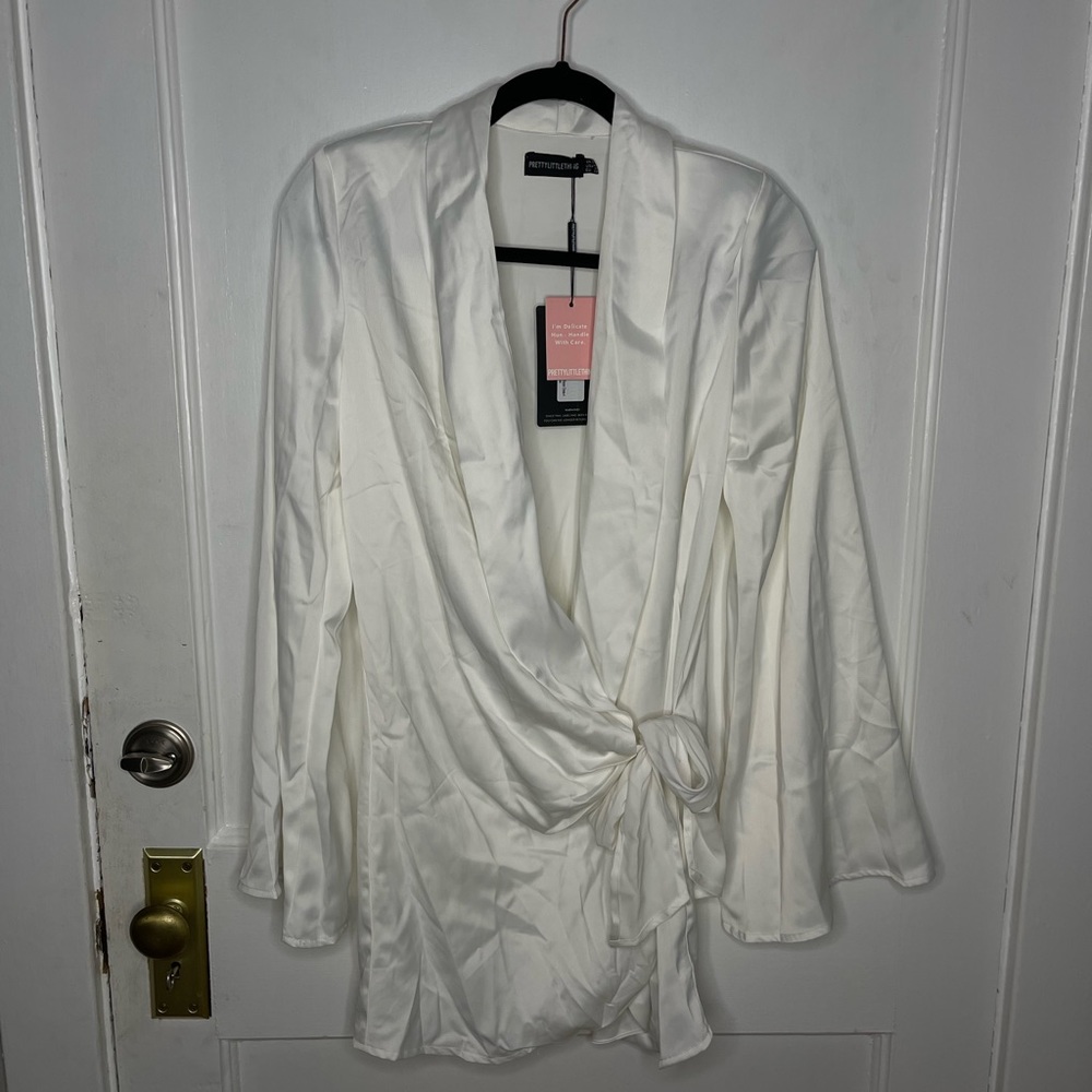 White dress with shoulder pads
